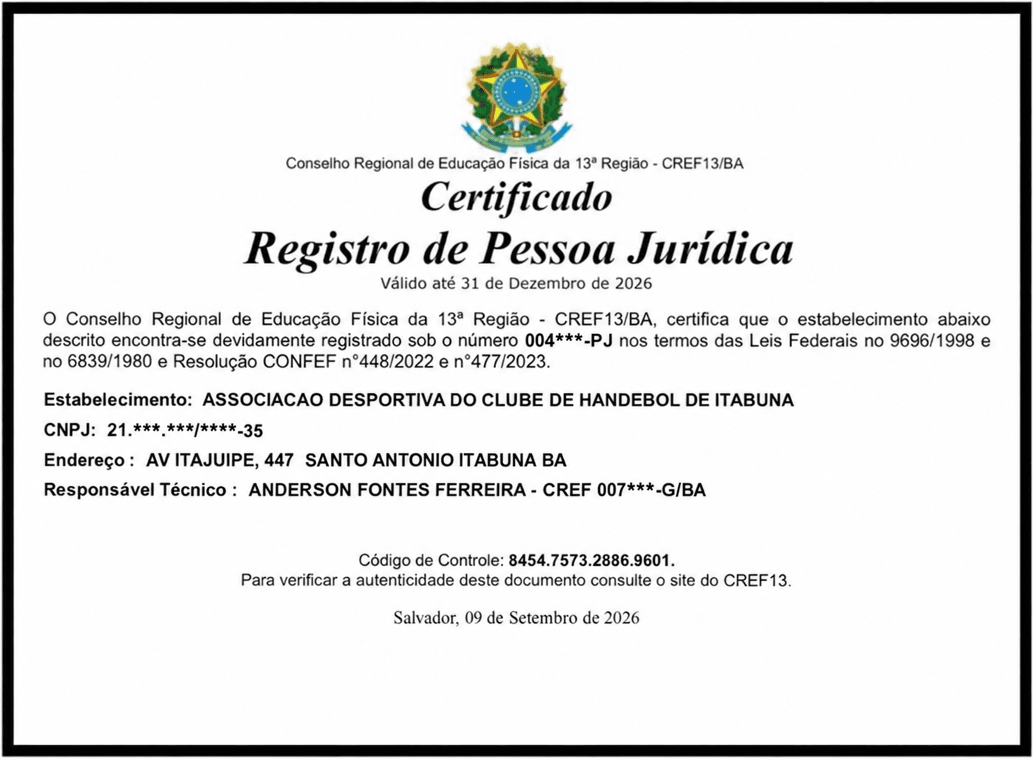 AD CHbI conquista registro junto ao Conselho Regional de Educação Física