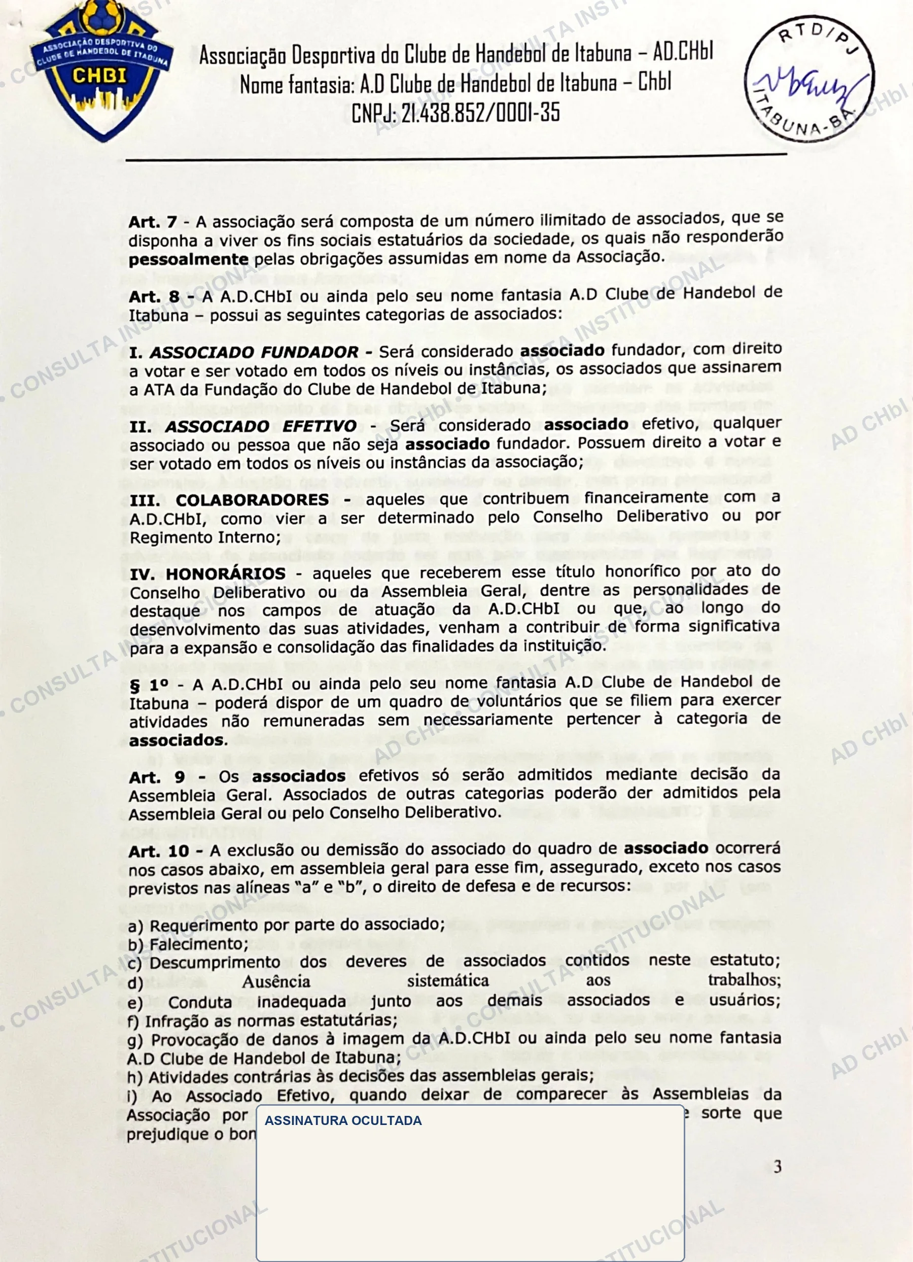Estatuto Social da AD CHbI — página 3 de 19