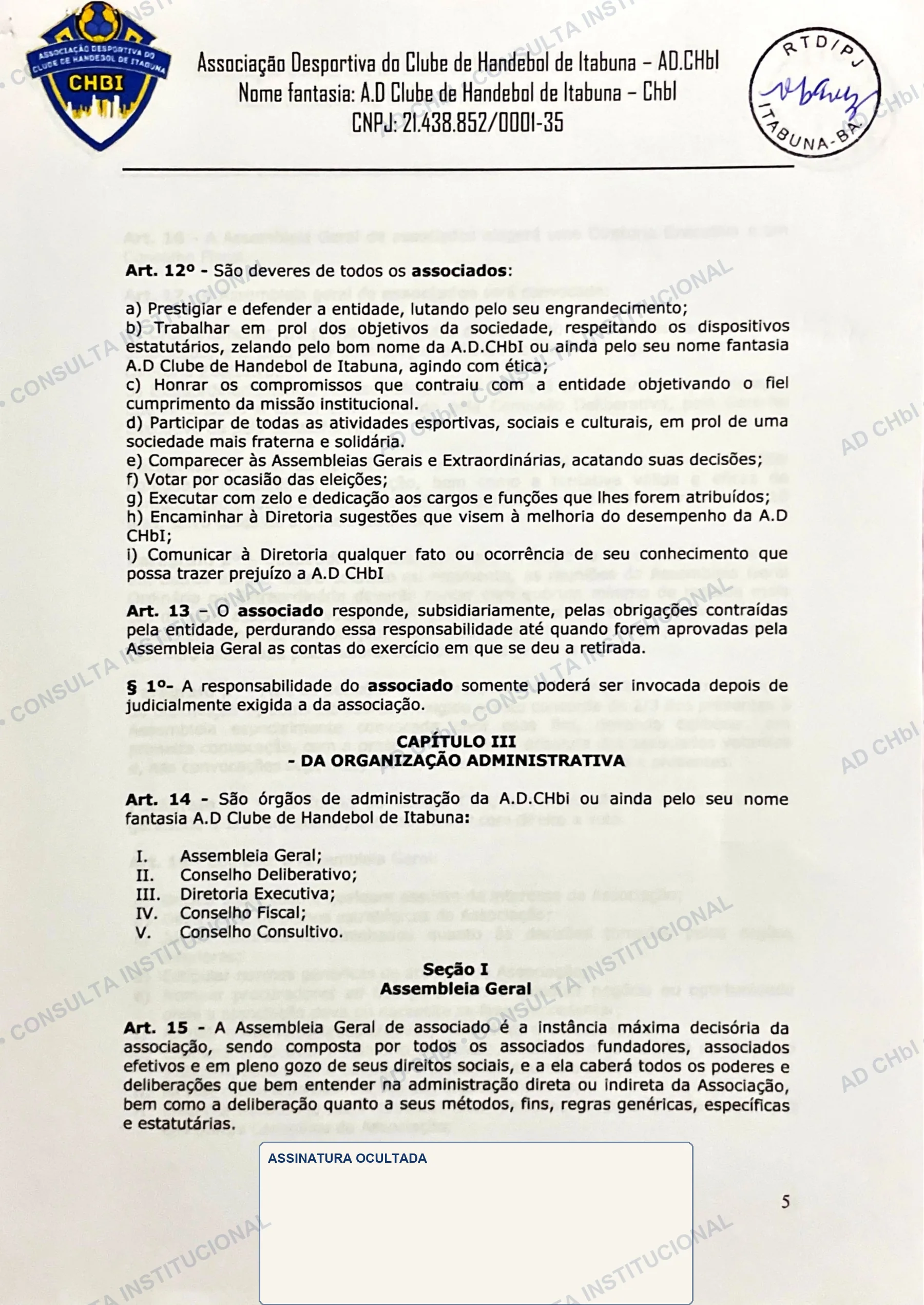 Estatuto Social da AD CHbI — página 5 de 19