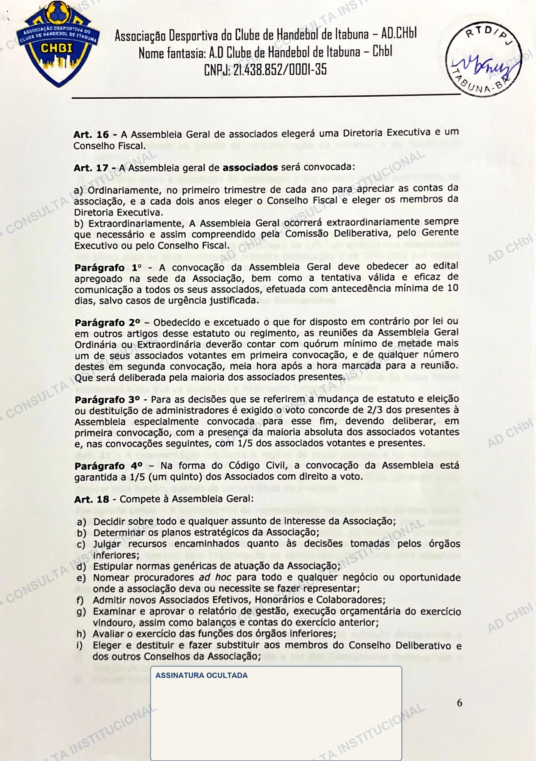 Estatuto Social da AD CHbI — página 6 de 19