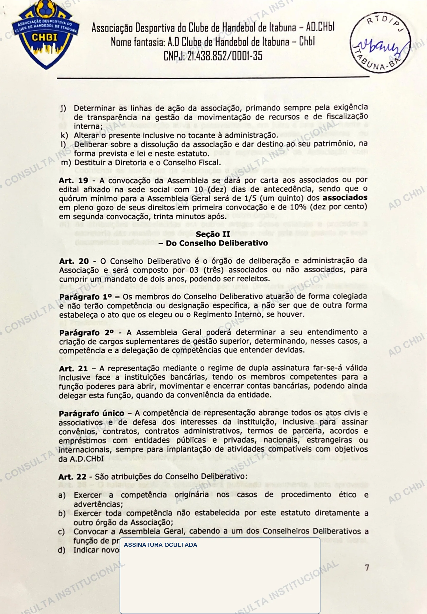 Estatuto Social da AD CHbI — página 7 de 19