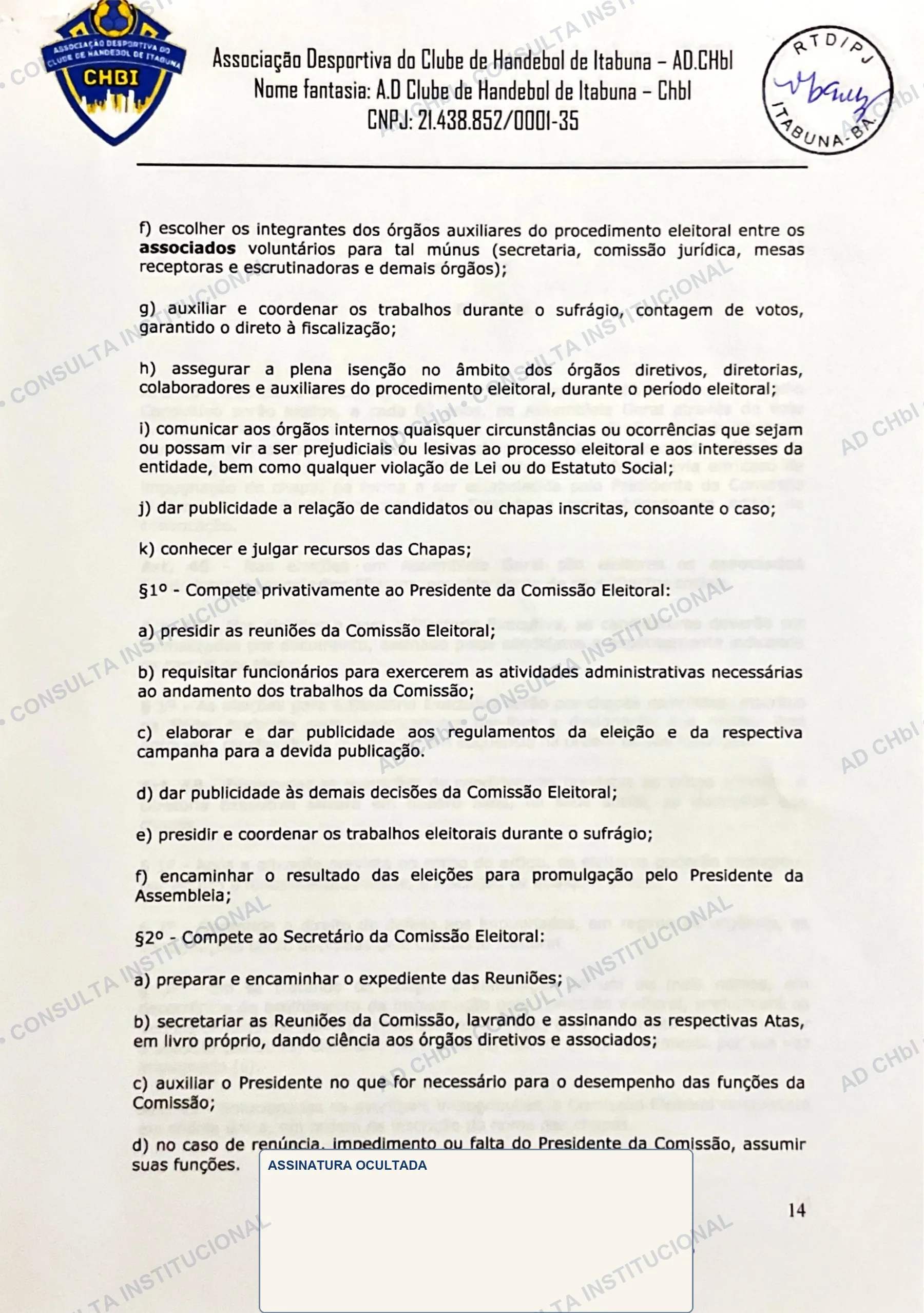 Estatuto Social da AD CHbI — página 14 de 19